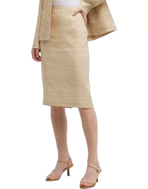 Linen-Silk Pencil Skirt