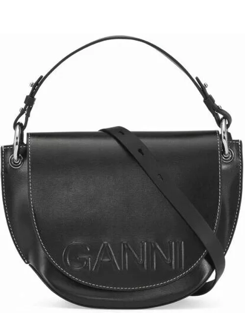 GANNI Banner Saddle Bag in Black Polyurethane/Leather Women'