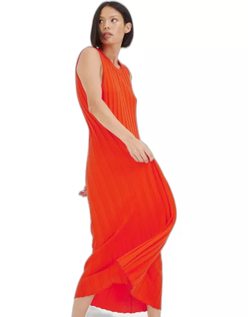 Orange Ribbed Cotton-Cashmere Dres