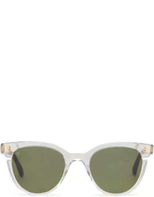 TOMS Women's Sunglasses White Marlowe Vintage Crystal Frame And Bottle Green Lens Sunglas