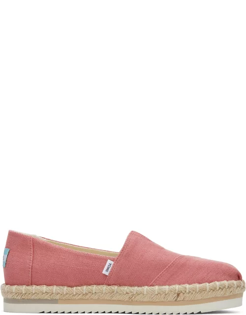 TOMS Women's Pink Rose Alpargatas Rope Platform Espadrille Slip-On Shoe