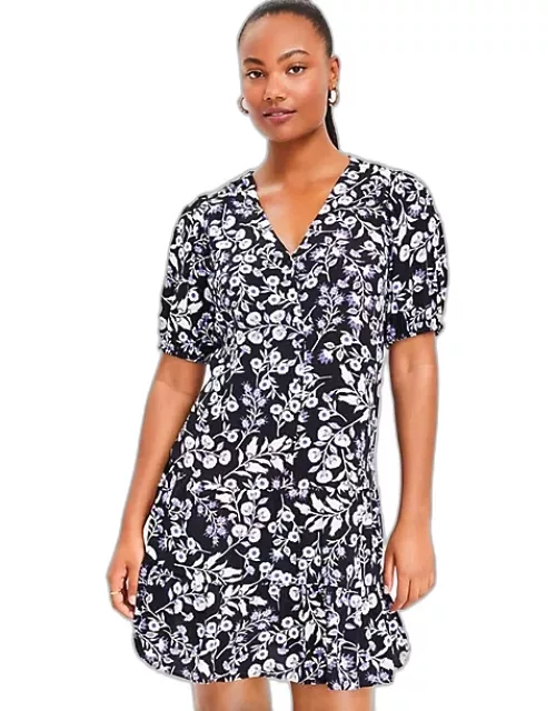 Loft Floral Puff Sleeve Button Swing Dres
