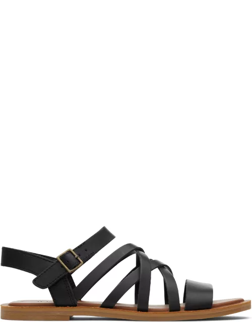 TOMS Women's Black Sephina Strappy Leather Sandal