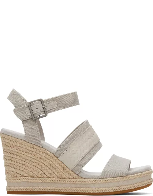 TOMS Women's Grey Madelyn Strappy Braided Suede Wedge Sandal