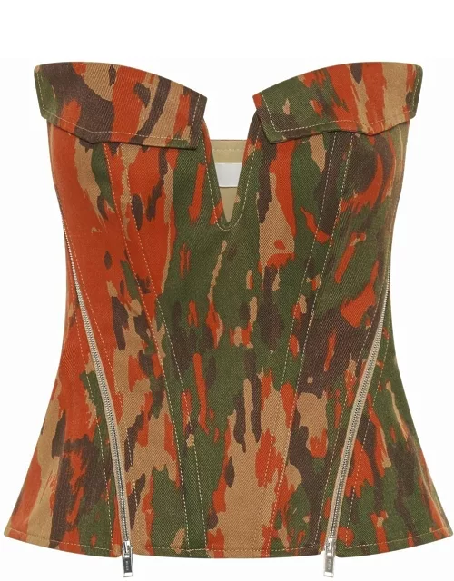 Dion Lee V-Wire camouflage corset top