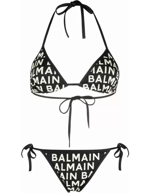 Balmain all-over logo print bikini