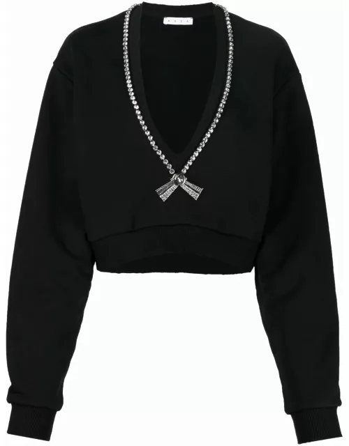 AREA crystal-embellished cotton sweatshirt