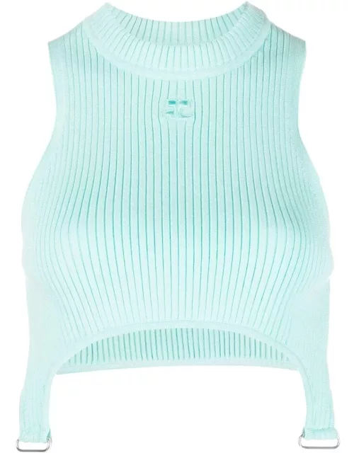 Courrèges logo-patch sleeveless top