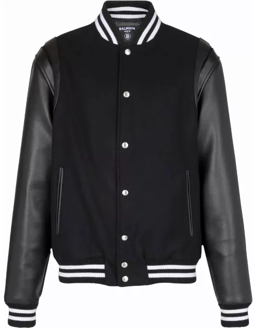 Wool and leather teddy bomber jacket