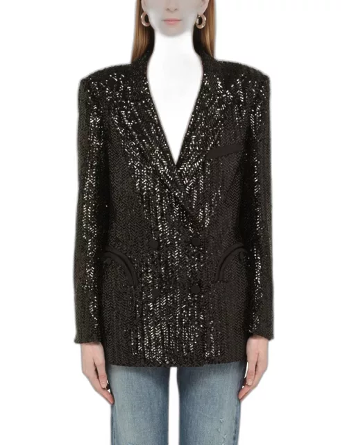 Black double-breasted jacket with sequin