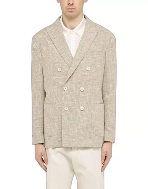 Beige double-breasted cotton jacket