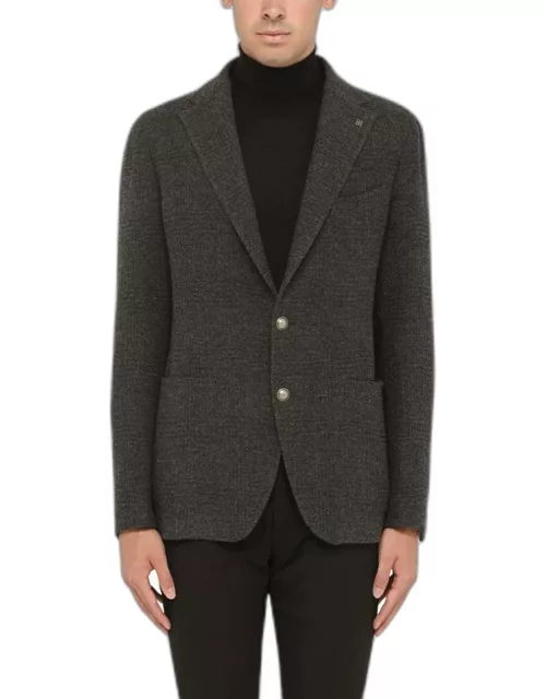 Grey wool blend single-breasted jacket