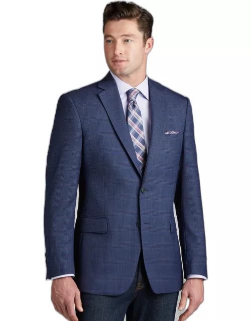 JoS. A. Bank Men's Collection Traditional Fit Windowpane Sportcoat, Blue, 42 Long