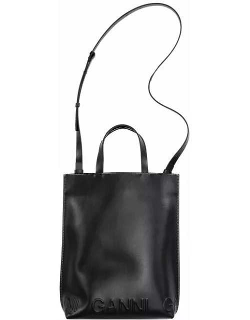 GANNI Medium Tote Bag in Black Polyurethane/Leather Women'