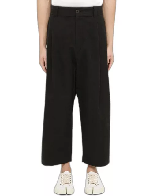 Cropped navy cotton trouser