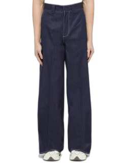 Blue trousers with stitching