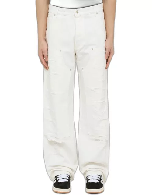 White jeans with wear