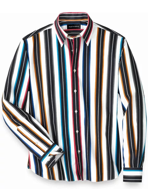 Cotton Wide Stripe Print Casual Shirt