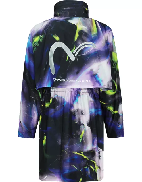 Abstract Print Hooded Wind Coat