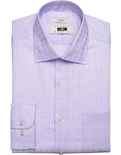 Joseph Abboud Men's Classic Fit Spread Collar Dress Shirt Lavender Tonal Plaid