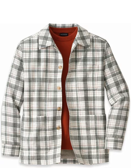 Italian Wool Blend Plaid Shirt Jacket