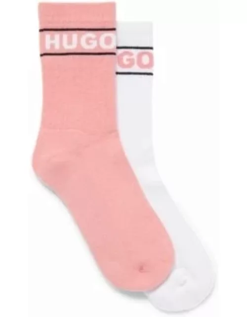 Two-pack of socks with logo and stripe- Pink Women's Underwear, Pajamas, and Sock