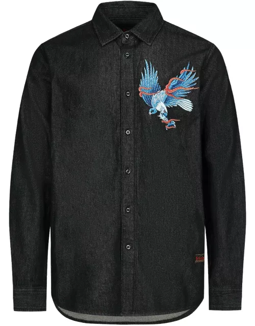 Eagle and Seagull Embroidery Denim Shirt