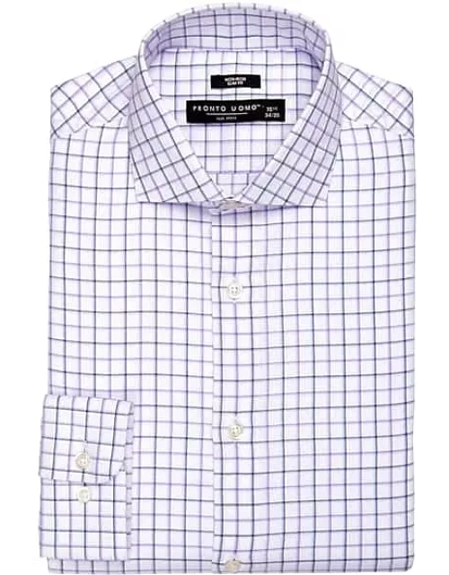 Pronto Uomo Men's Slim Fit Spread Collar Shirt Purple Solid