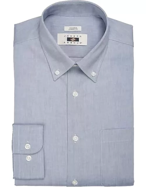 Joseph Abboud Men's Classic Fit Button-Down Collar Shirt Light Blue Chambray