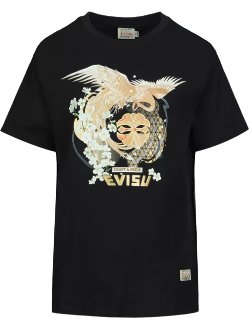 Peacock and Sakura Print T-shirt