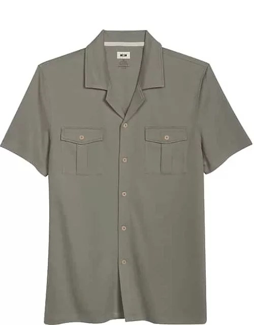 Joseph Abboud Men's Modern Fit Camp Shirt Olive Green
