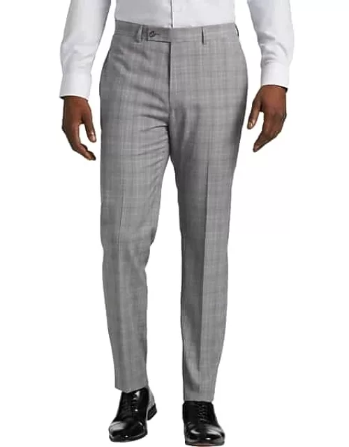 Calvin Klein Men's Slim Fit Suit Separates Pre-Hemmed Pants Gray Plaid