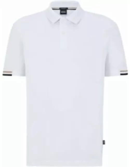 Regular-fit polo shirt with rubberized logo- White Men's Polo Shirt