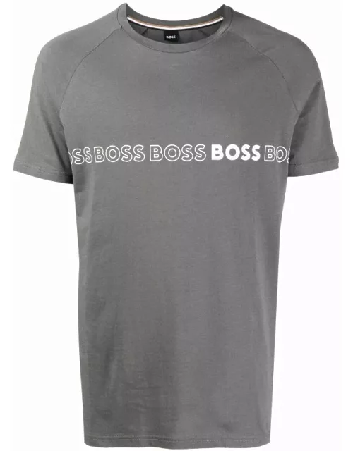BOSS Logo-print Cotton T-shirt Dark Grey
