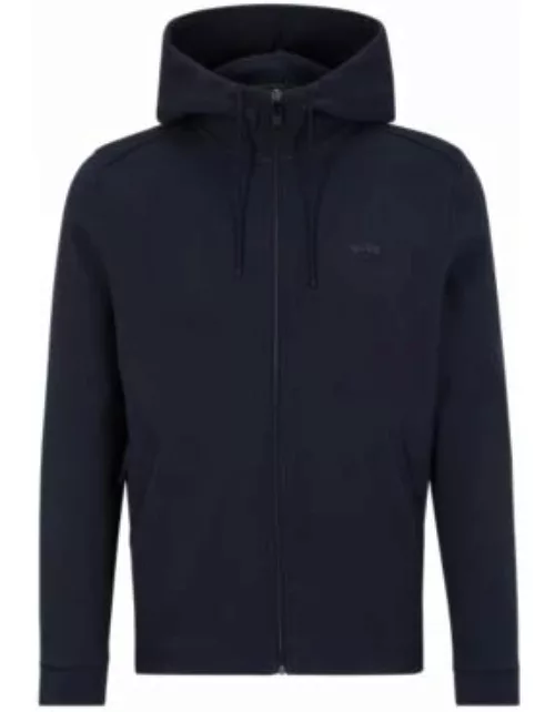 Interlock-cotton zip-up hoodie with piqu panel- Dark Blue Men's Tracksuit