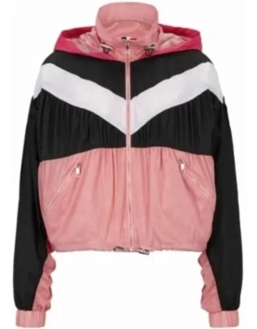 BOSS x Alica Schmidt hooded jacket with color-blocking- Pink Women's Casual Jacket