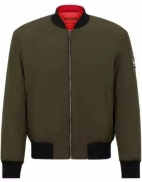 Padded bomber jacket with framed logo- Dark Green Men's Casual Jacket