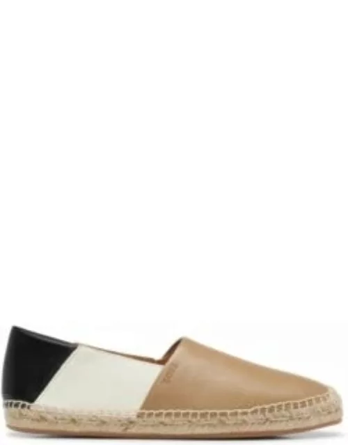 Grained-leather espadrilles with signature-stripe colors- Light Beige Men's Casual Shoe