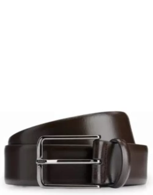 Italian-leather belt with branded pin buckle- Dark Brown Men's Business Belt