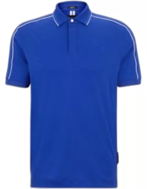 Porsche x BOSS mercerized-cotton slim-fit polo shirt- Blue Men's Polo Shirt