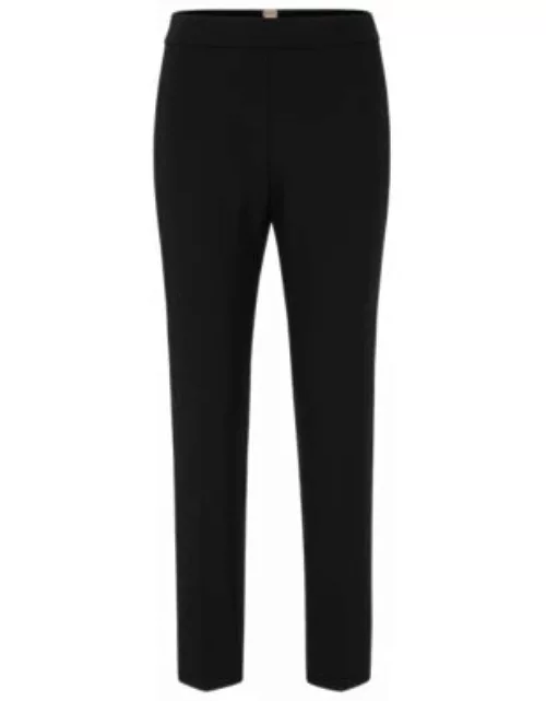 Regular-fit trousers in stretch fabric with tapered leg- Black Women's Formal Pant