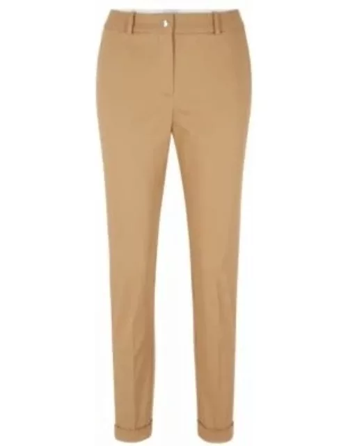 Regular-fit trousers in stretch-cotton twill- Beige Women's Formal Pant