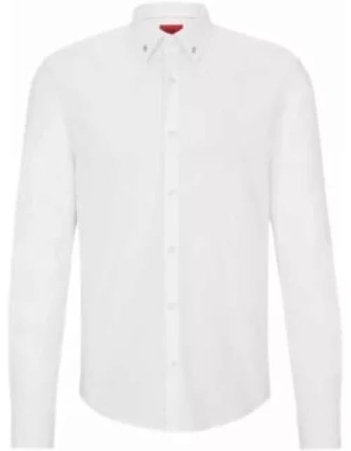 Slim-fit shirt in stretch cotton with logo hardware- White Men's Shirt