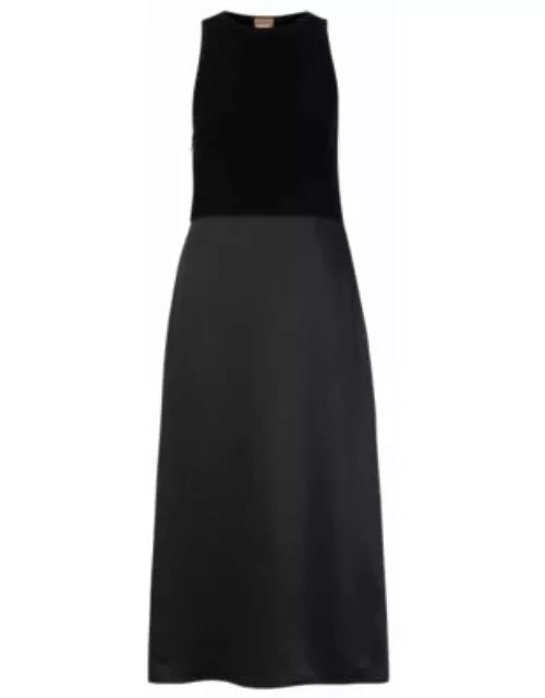 Slim-fit sleeveless dress in tonal fabrics- Black Women's Knitted Dresse