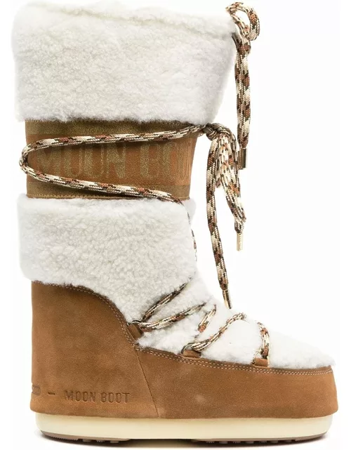 MOON BOOT WOMEN LAB69 Icon Shearling Snow Boots Whisky/White
