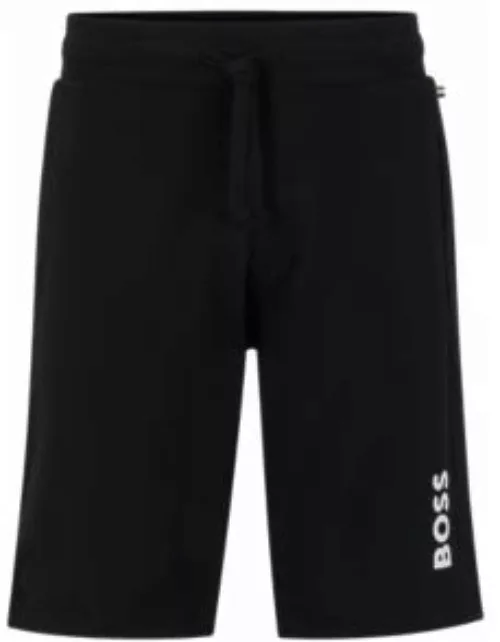Drawstring loungewear shorts with signature stripe and logo- Black Men's Loungewear