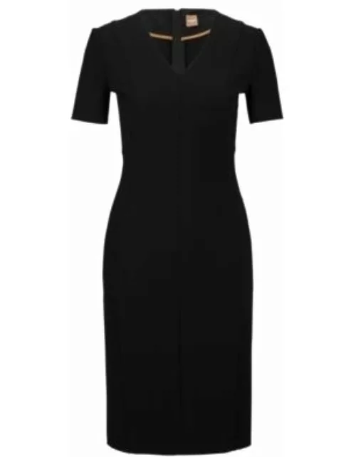 Slim-fit dress with full rear zip- Black Women's Business Dresse