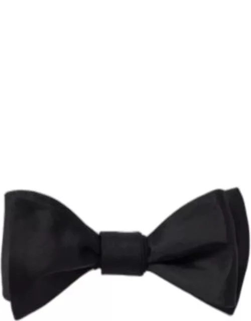 Italian-made bow tie in silk jacquard- Black Men's Bow Tie