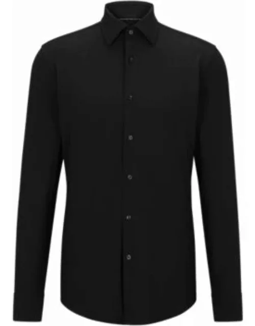 Slim-fit shirt in performance-stretch jersey- Black Men's Shirt