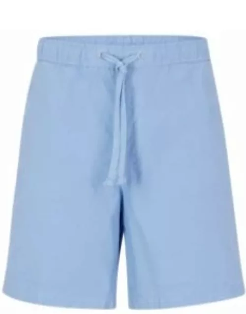 Regular-fit shorts in paper-touch stretch cotton- Light Blue Men's Short